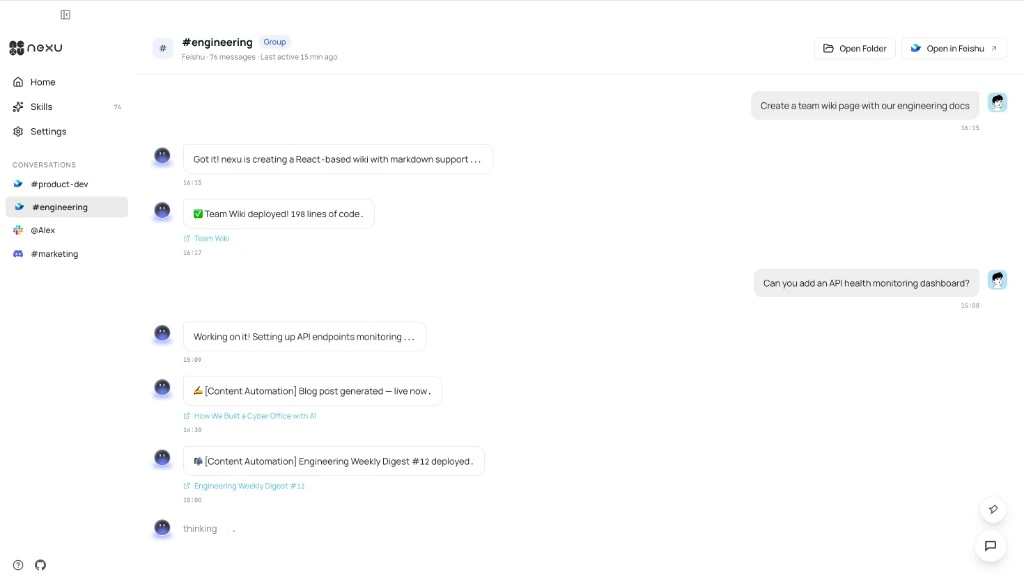 Using a skill in chat